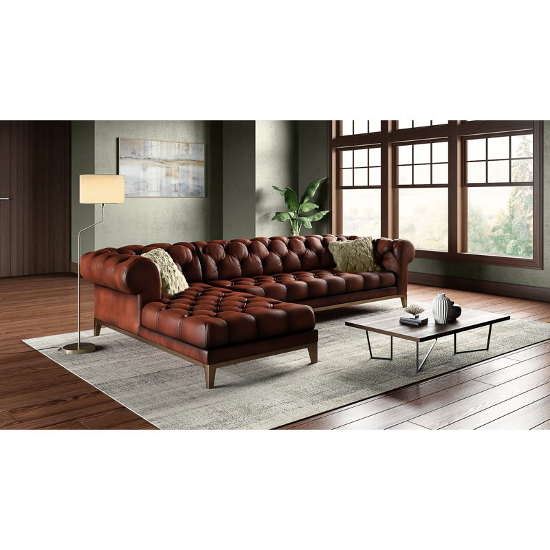 Gaga Chaise Sectional, Right Hand Facing, Cardinal Red (Cartier), Stainless Steel