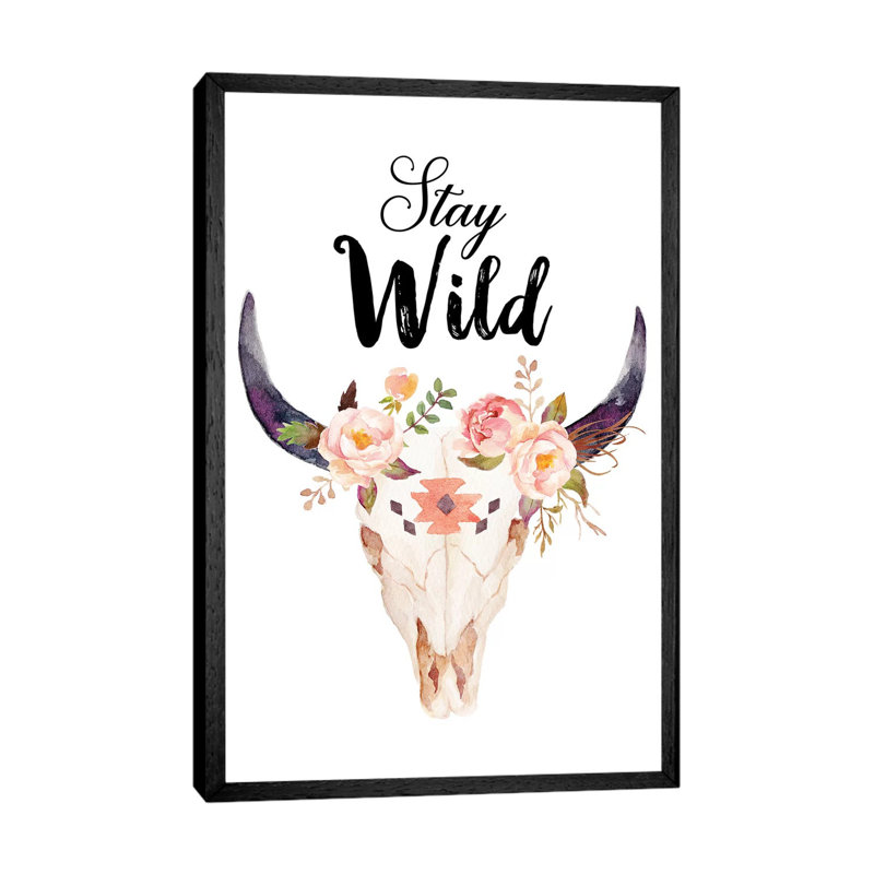 Stay Wild - Print on Canvas, 101.6cm H x 66.04cm W x 3.81cm D, Black Framed