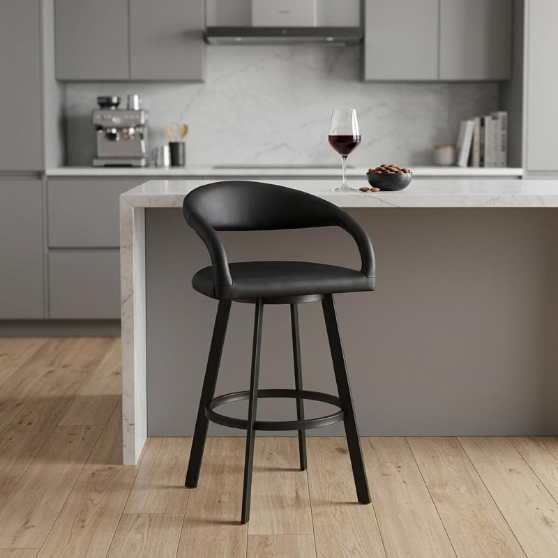 Tabouret de bar Gassville, Tabouret de comptoir (siège d'une hauteur de 26 p, Noir