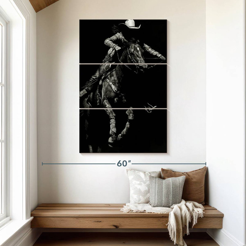Lelar Scratchboard Rodeo IV, 50" H x 32" W