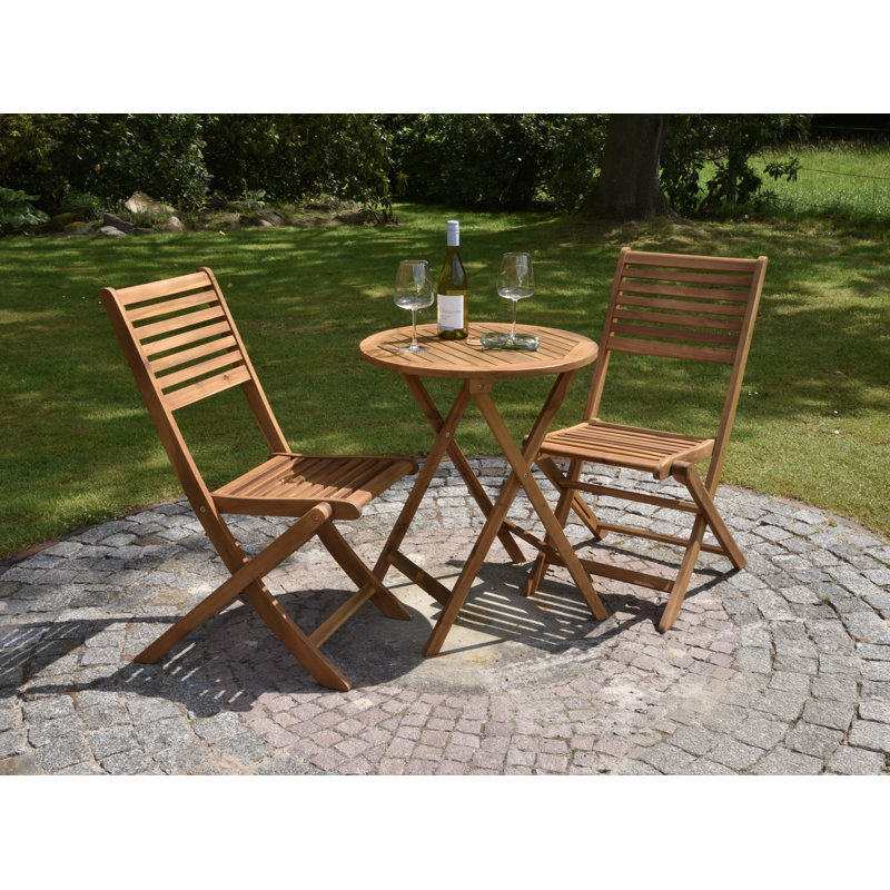 Merito 2 - Person Acacia Wood Patio Dining Set with Round Table