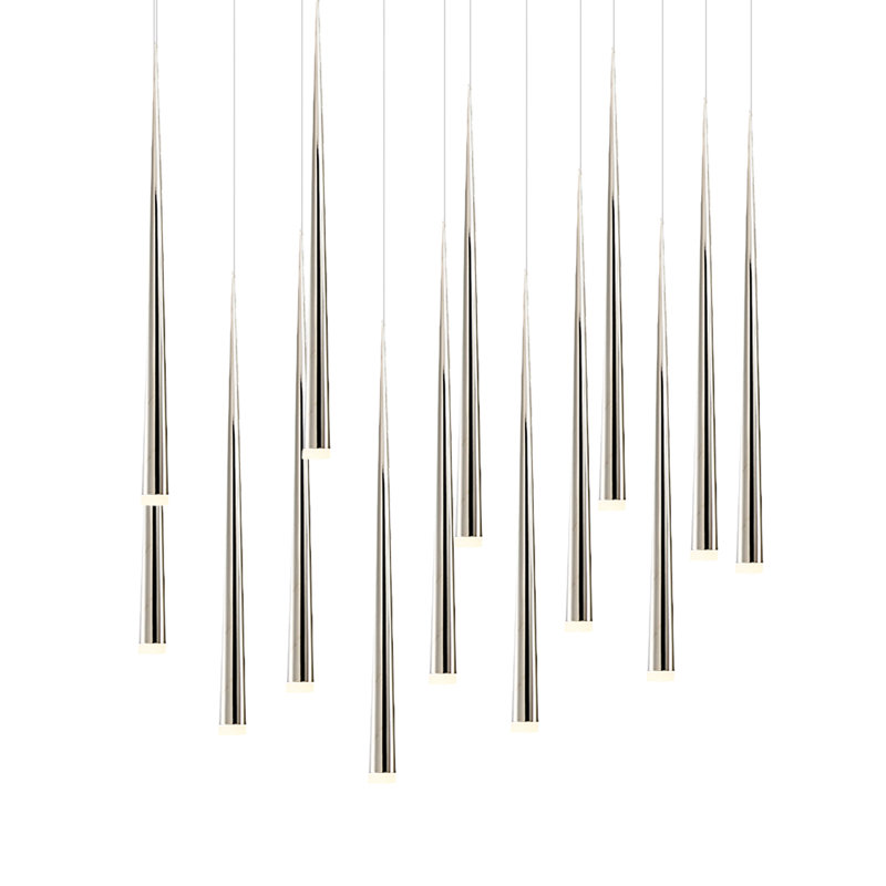 Cascade 14 - Light LED Cluster Pendant, Polished Nickel