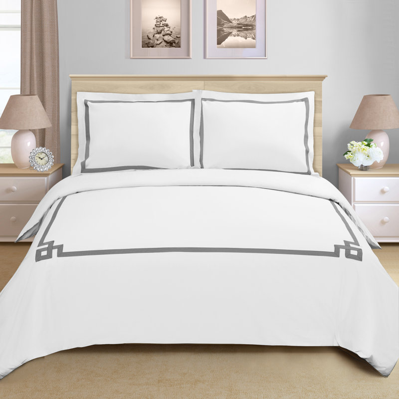California King Black Cotton Embroidered Duvet Cover Set