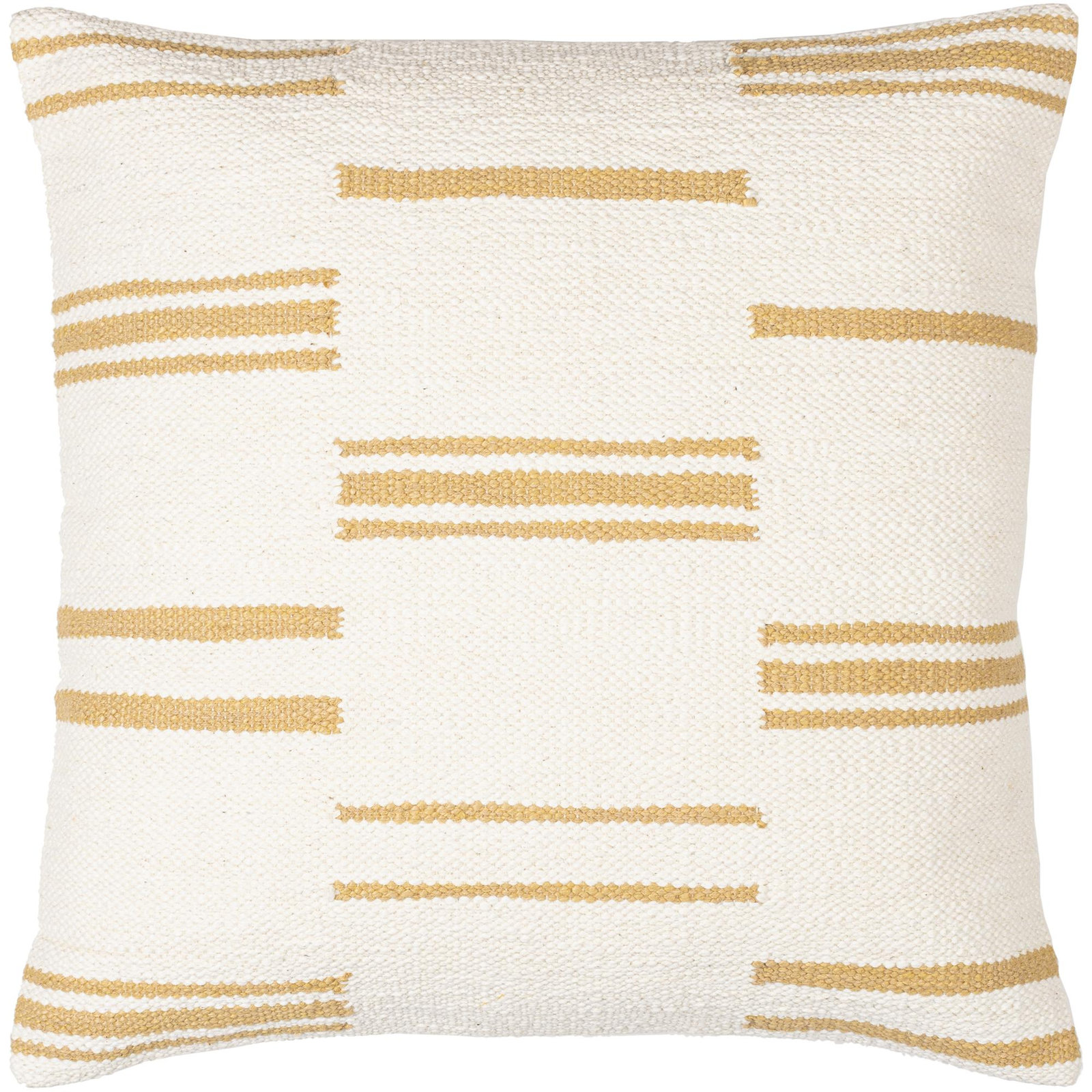 Chanterelle Embroidered Cotton Throw Pillow, 20" x 20", White/Tan, Polyester/Polyfill