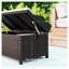 Banc de rangement extérieur en osier de 34 gallons avec coussin Outsunny, boîte de rangement en rotin PE pour patio et piscine, blanc crème