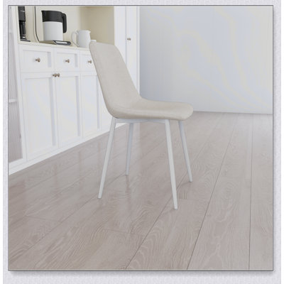 A set of 4 dining chairs, modern kitchen dining chairs, linen padded chairs, and sturdy white metal leg decorated dining chairs. Fabric dining chair C