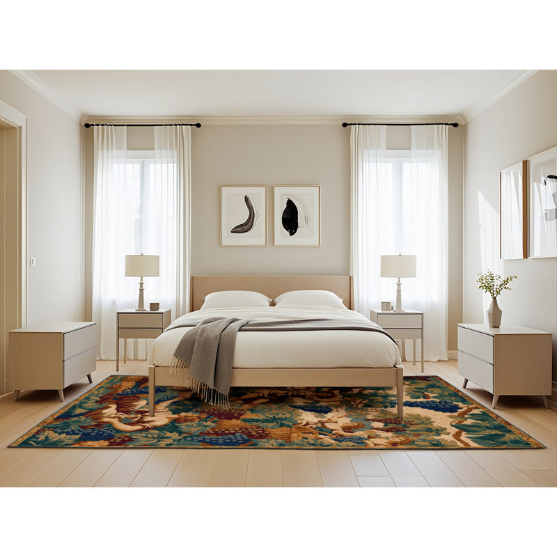 Machine Washable French Brown Area Rug, Rectangle 5' x 8'