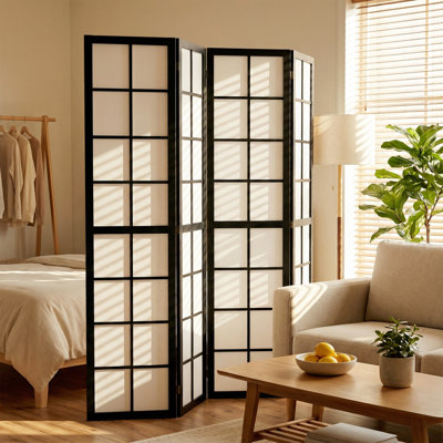 160 cm W x 170 cm H 4 - Panel Solid Wood Folding Room Divider