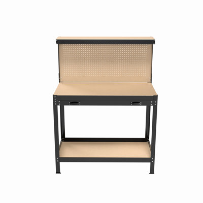63" Heavy Duty Workshop Table With Drawers & - 300Lbs Capacity Workbench For Garage Steel, Waterproof, Rust Prevention
