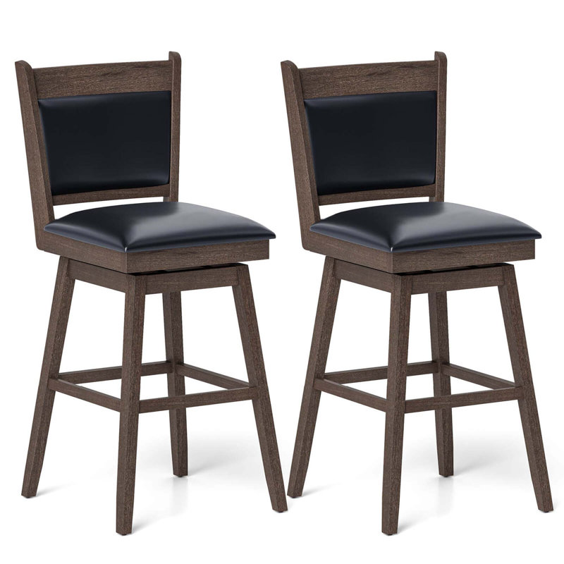 Ensemble de 2 tabourets de bar pivotants 29 po avec dossier en bois d'hévéa Lark Manor ™