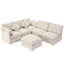 Canapé modulaire 86,6 po Canapé modulaire en U Canapé-lit Canapé en L avec repose-pieds mobile et deux ports USB pour le salon (ancien SKU: N719S001680A), beige-129574492-129574493