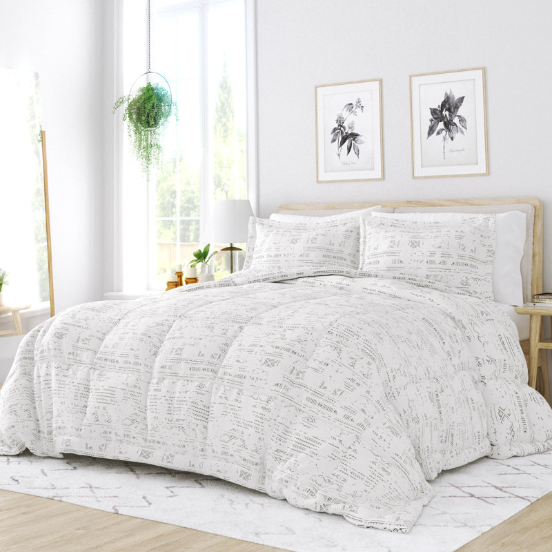 Ensemble d'édredon en duvet aztèque délavé, Édredon pour grand lit + 2 taies décoratives sta