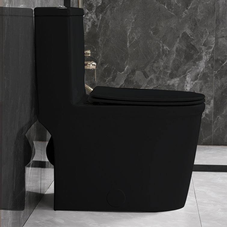 Matte Black Toilet Modern One Piece Dual Flush - Verona