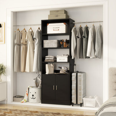 25" - 103" Closet System with Cabinets（Adjustable rod/clapboard）