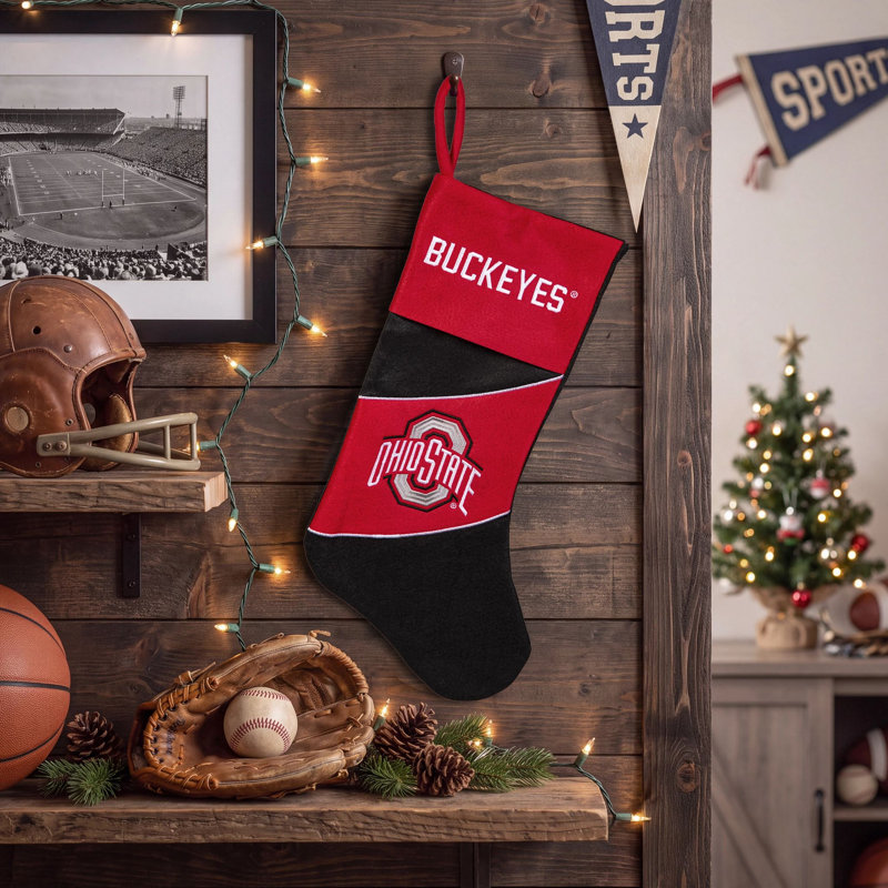 Collegiate Officially Licenced Felt Christmas Stocking, 19", Université Ohio State