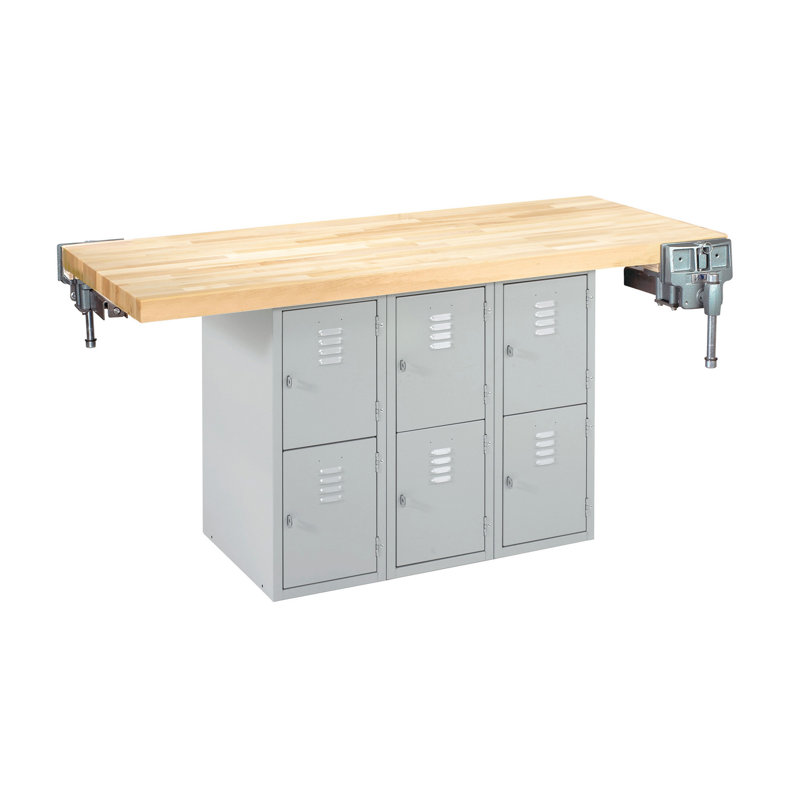 Établi avec plan de travail en bois l 64 po étau, Noir