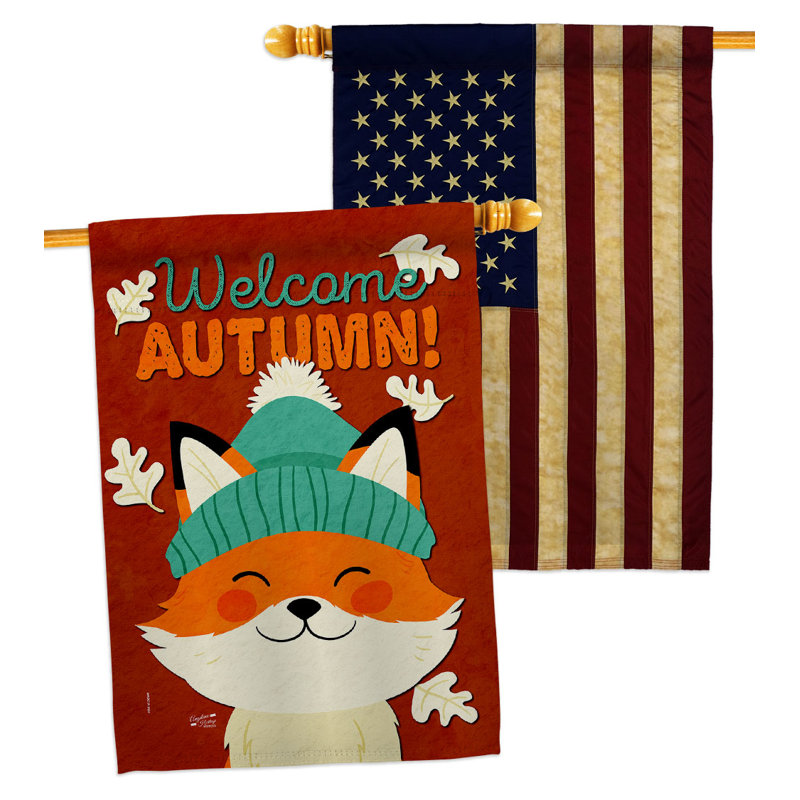 Drapeau de maison 40 po x 28 po Autumn Foxy
