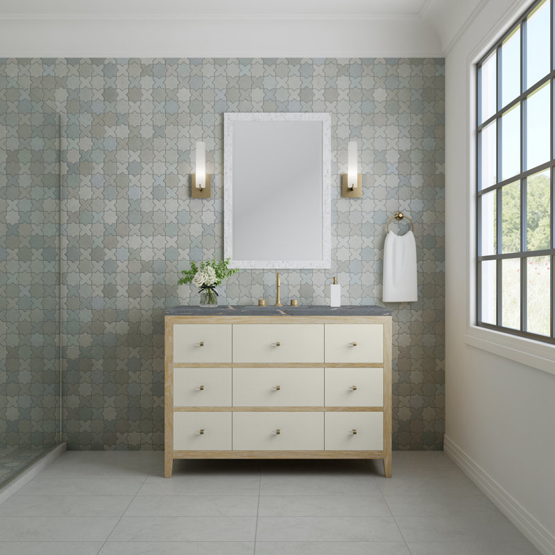 Meuble-lavabo simple 48 po avec chargeur sans fil Freepower Celeste