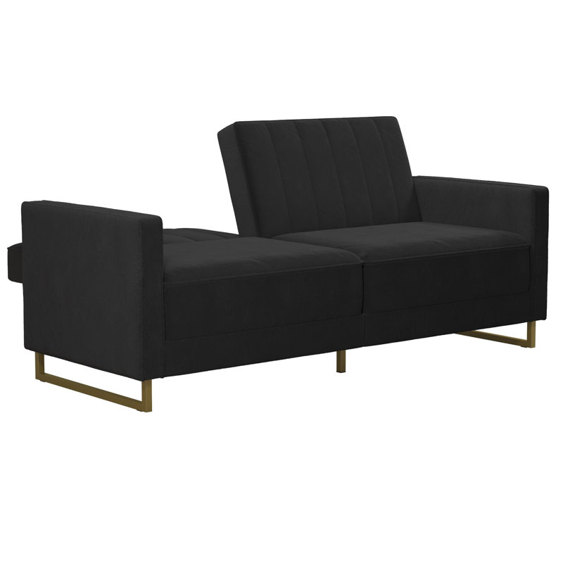 Canapé convertible en velours Skylar, Noir, noir, noir, noir