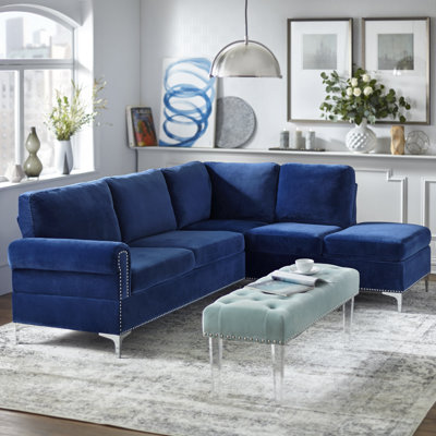 Velvet L-Shaped Sectional Right Hand Facing