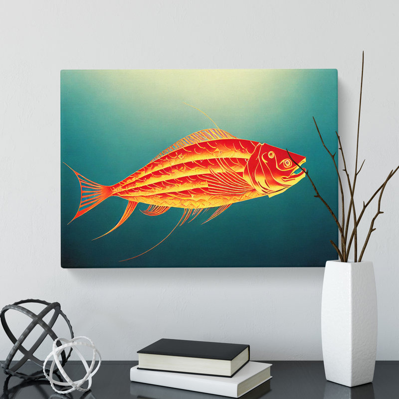 Tranquil Fish Abstract - Wrapped Canvas, 50cm H x 76cm W x 3cm D