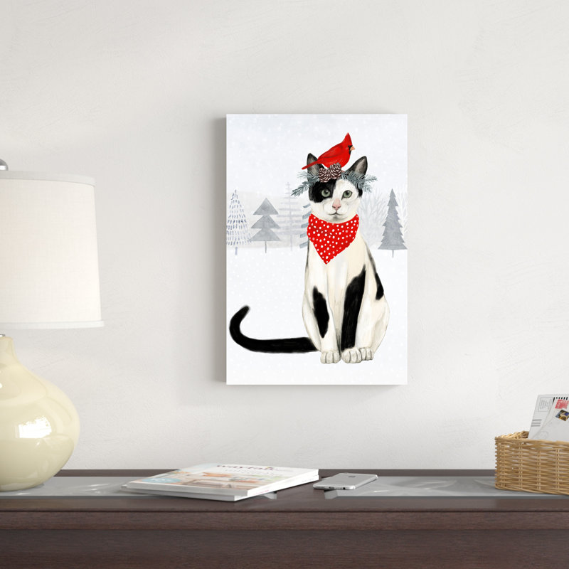 «Christmas Cats & Dogs VI» par Victoria Borges - impression sur toile tendue, H 18 po x l 12 po