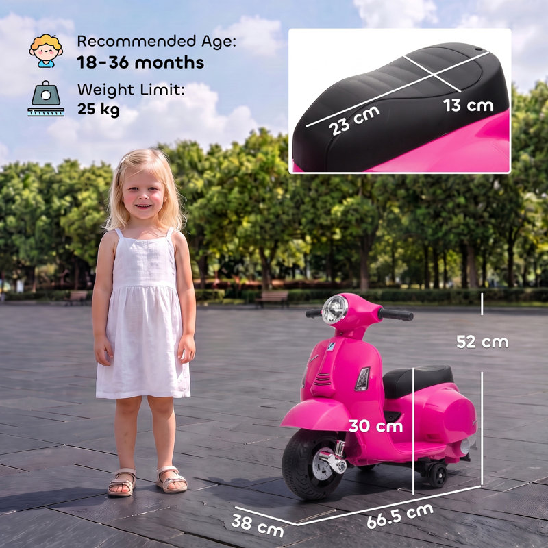 HOMCOM Battery Powered Ride On Toy, Pink, Black