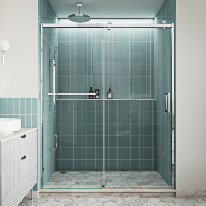 Poignée de porte de douche carrée 6 po - Plaque de tirage en acier inoxydable à double face pour verre épais de 1/4 po à 1/2 po