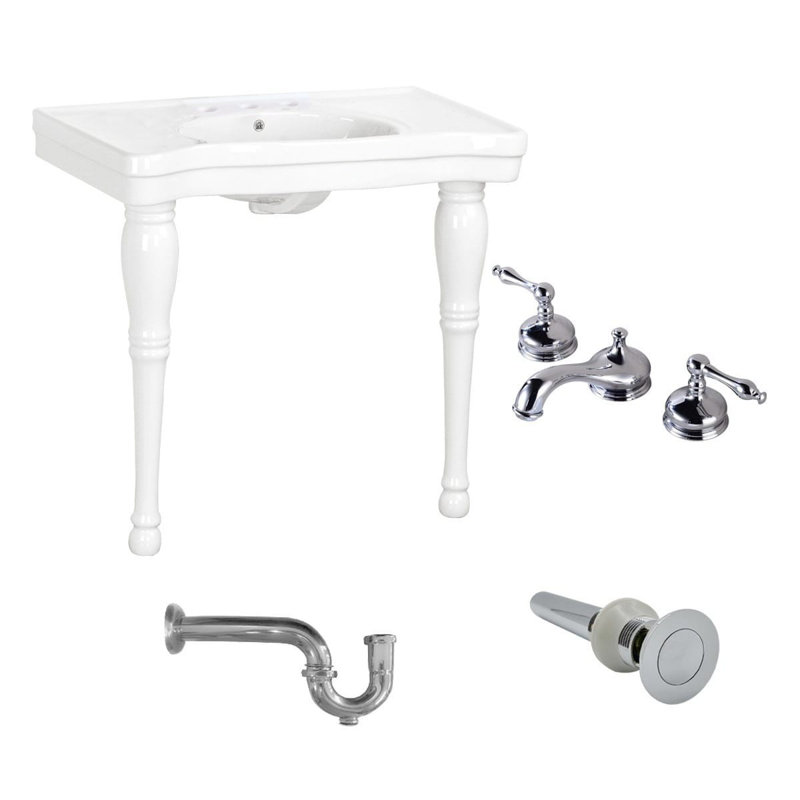 The Renovators Supply Inc. 19.75 " Porcelain Rectangular Bathroom Sink with Faucet and Overflow Hole