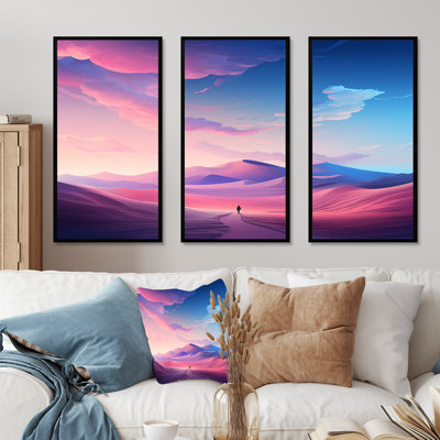 Pink & Blue Celestial Dunes Desert Expedition III - Desert Wall Art