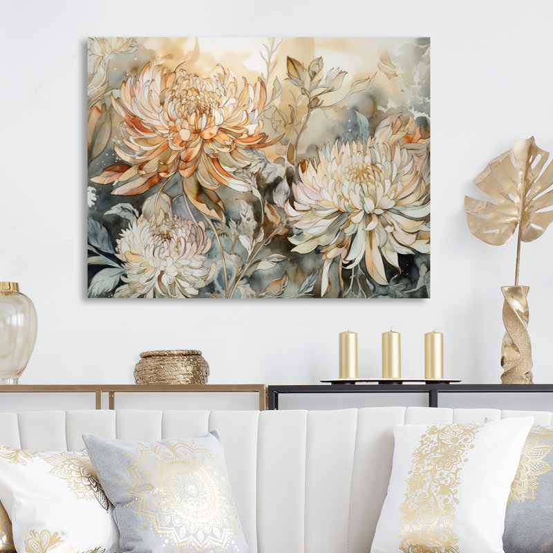 «Ruchelle Chrysanthemum», reproduction d'art sur toile, H 24 po x l 32 po x P 1 po, Toile tendue