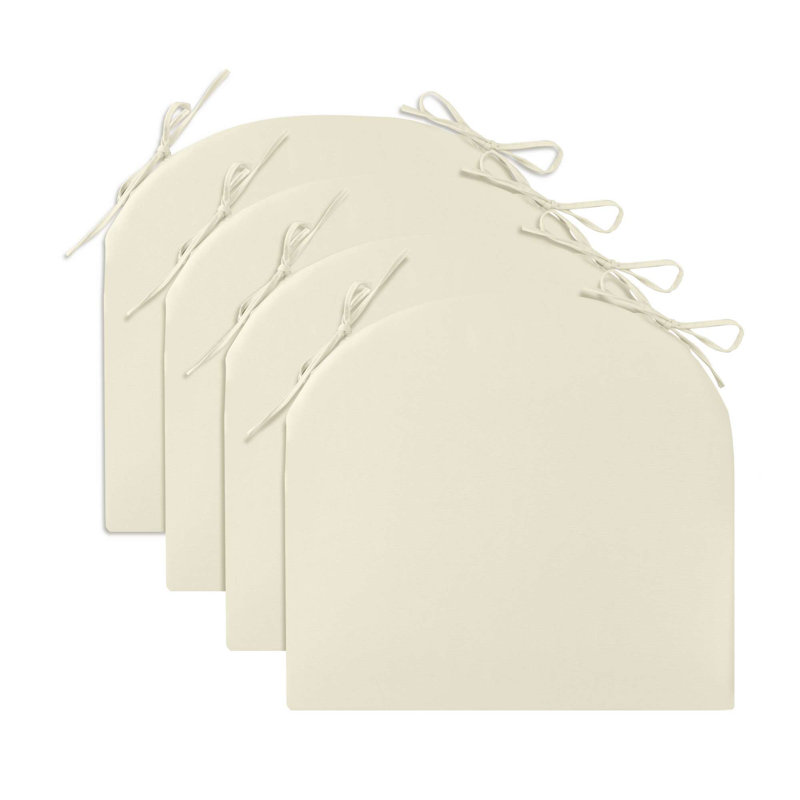 Water-Resistant 2-Inch Linen Chair Pad, Set of 4, Beige