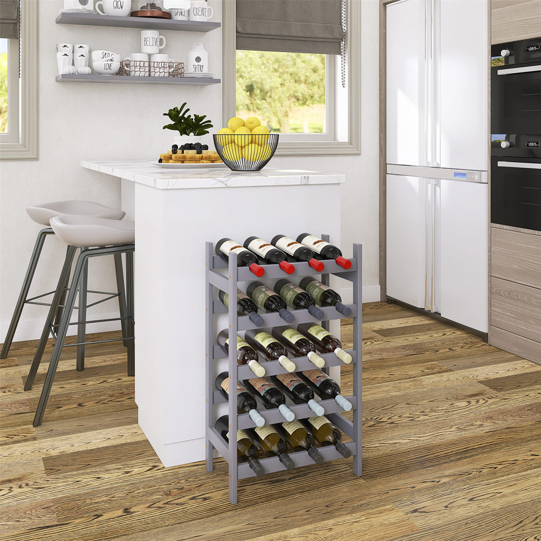 Bamboo Wine Rack, Bottles Display Holder, Free Standing Storage Shelves For Kitchen, Pantry, Cellar, Bar