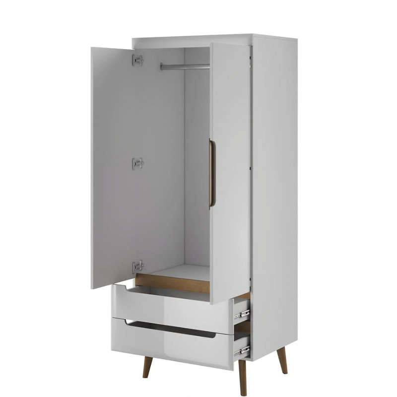 Godley 2 Door Solid + Manufactured Wood Wardrobe, White/Oak