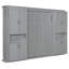 Lit mural moderne en bois gris avec rangement