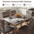 5PCS Dining Table Set with 4 Upholstered Chairs 1 Rectangular Table for Dining Room Gray