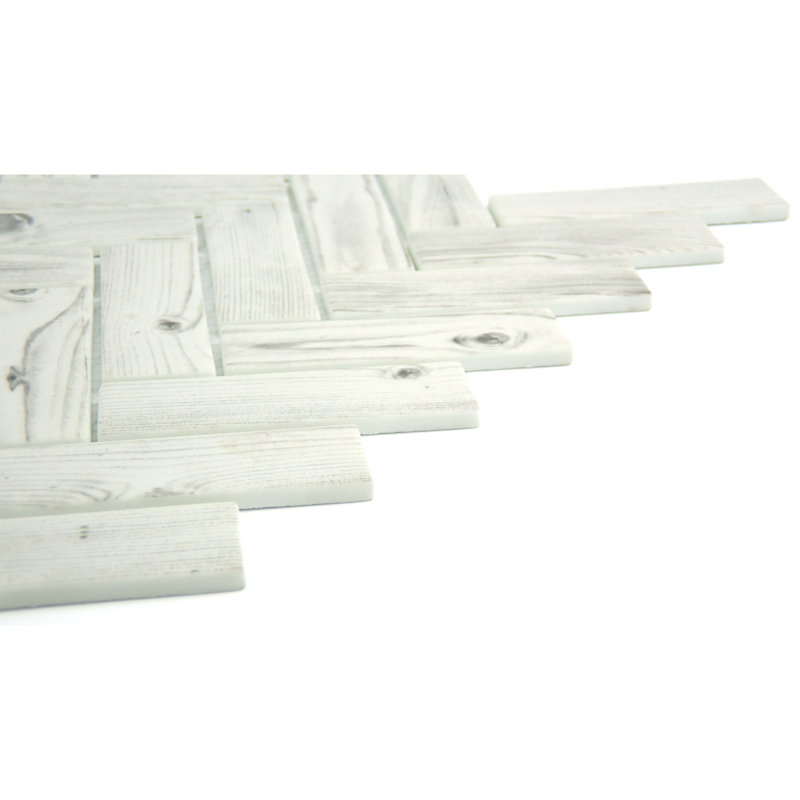 Carreau de sol et mur en verre lustré 11 po x 13 po Echo White (13,86 pieds carrés / caisse), Blanc