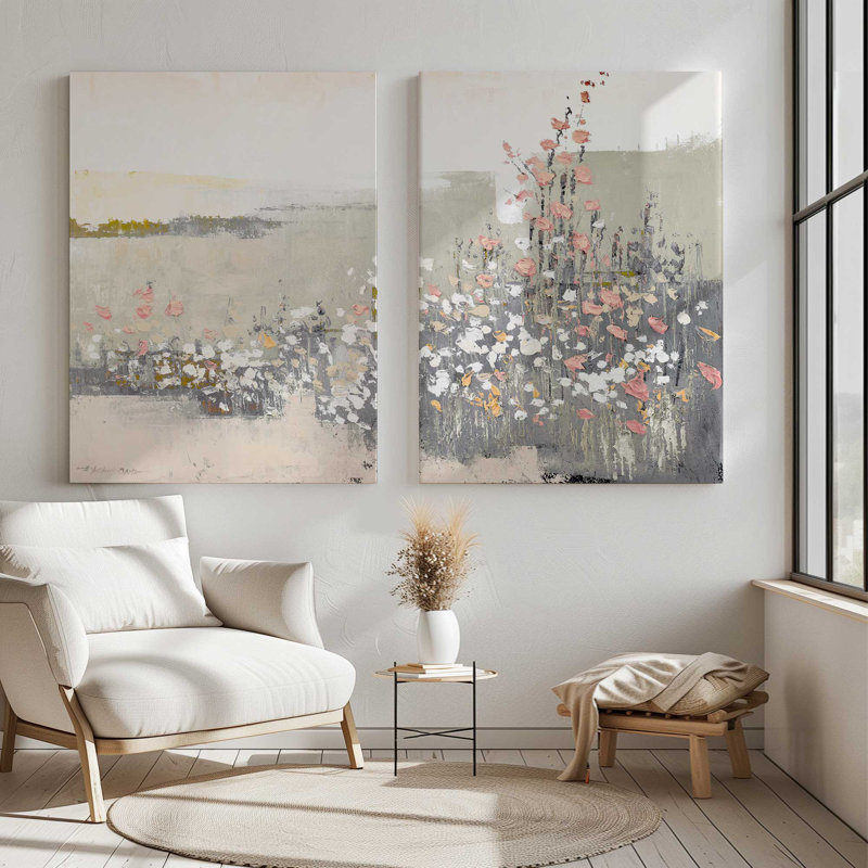 Floral Haze | 2 Panel Split Large Canvas Print, 36" H x 54" W