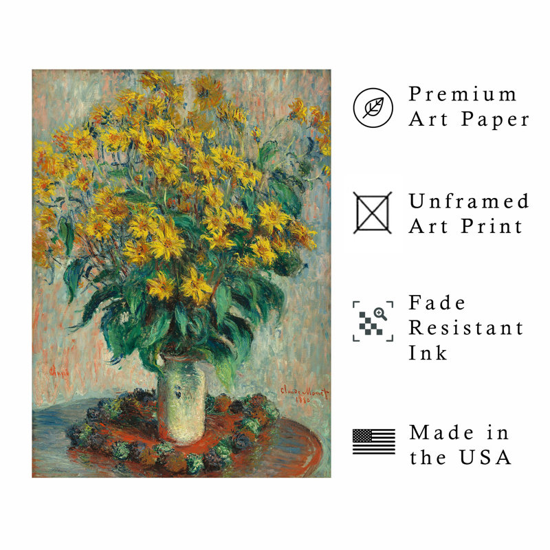 Floral Claude Monet - fleurs d'artichaut de Jérusalem, reproduction d'art classique sans cadre