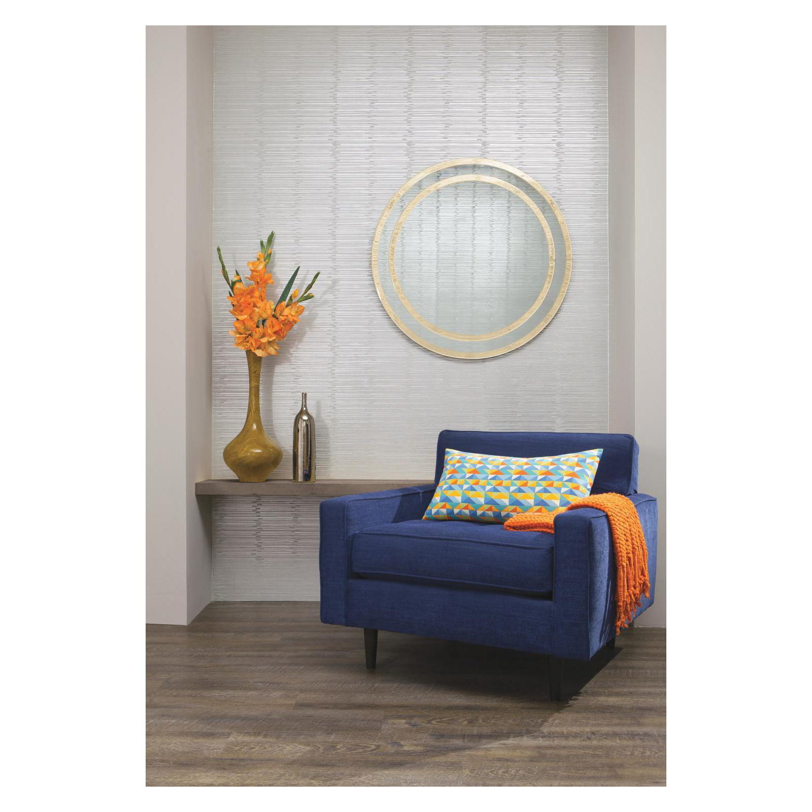 Boudin Modern Abstract Wallpaper, Metallic Silver