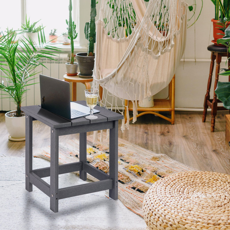 Denarrius Square Outdoor Side Table, Gray