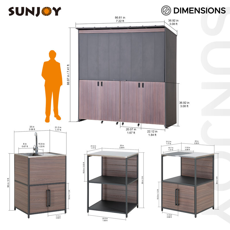 Sunjoy Fleetwood Outdoor Grill Kitchen set  With Outdoor Kitchen Cabinets, Shelves, And Sink Options