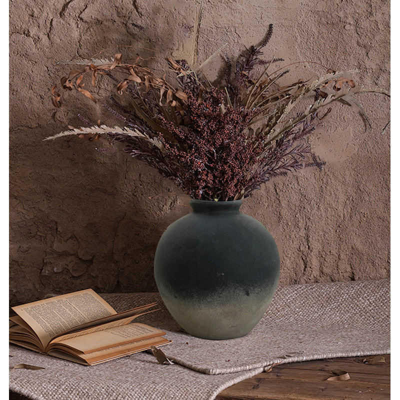 Vasem fleur fait à la main, vase décoratif en céramique rétro, Noir