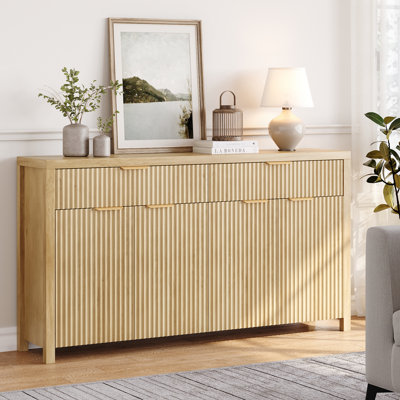 Stylish Water Ripple Sideboard Buffet – Small Space Storage, Soft-Close Hinges & Adjustable Shelves For Entryway Organizer, Kitchen Storage, Tv Stand,Affordable Luxury Furniture