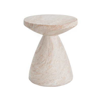 Outdoor/Indoor Lightweight Concrete Side Table/Travertine Finish