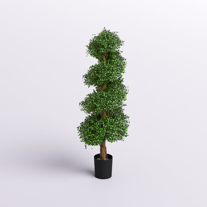 Arbre en spirale artificiel de 48 pouces - Buis artificiel en pot pour la décoration intérieure ou extérieure - Faux plantes pour la maison, le bureau ou le restaurant