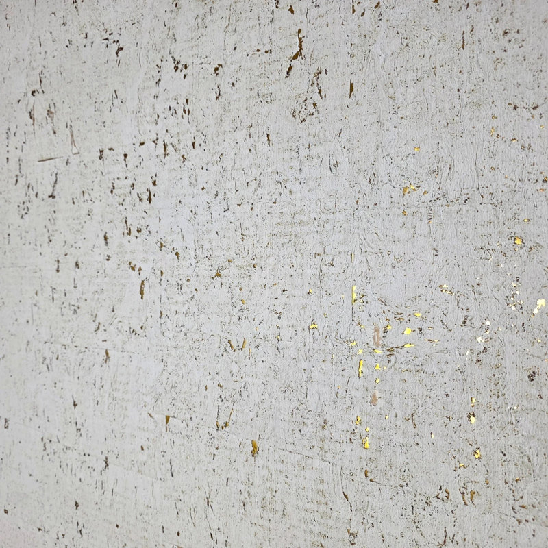 Papier peint moderne en vrai liège naturel texturé doré blanc cassé et doré
