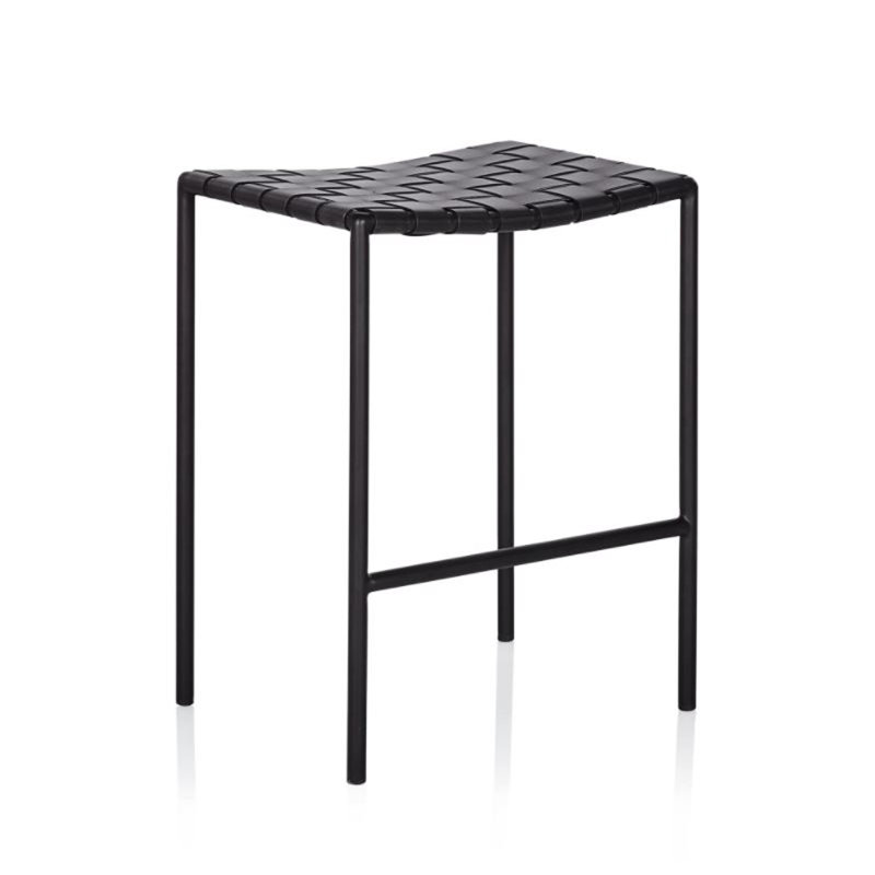 Laimonas Upholstered Counter Stool with Metal Frame, Counter Stool (26" Seat Height), Black