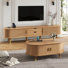 Ensemble de meuble télé de style moderne Mid-Century avec station de charge et porte tambour