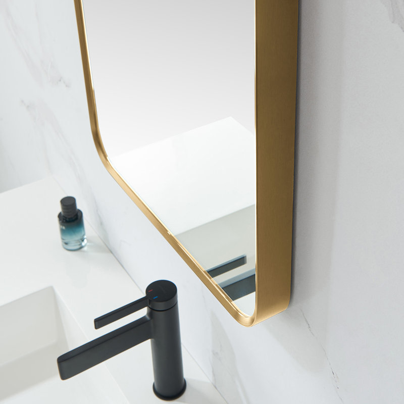 Markhai Aluminium Rectangle Mirror, 36'' x 18'', Brushed Gold